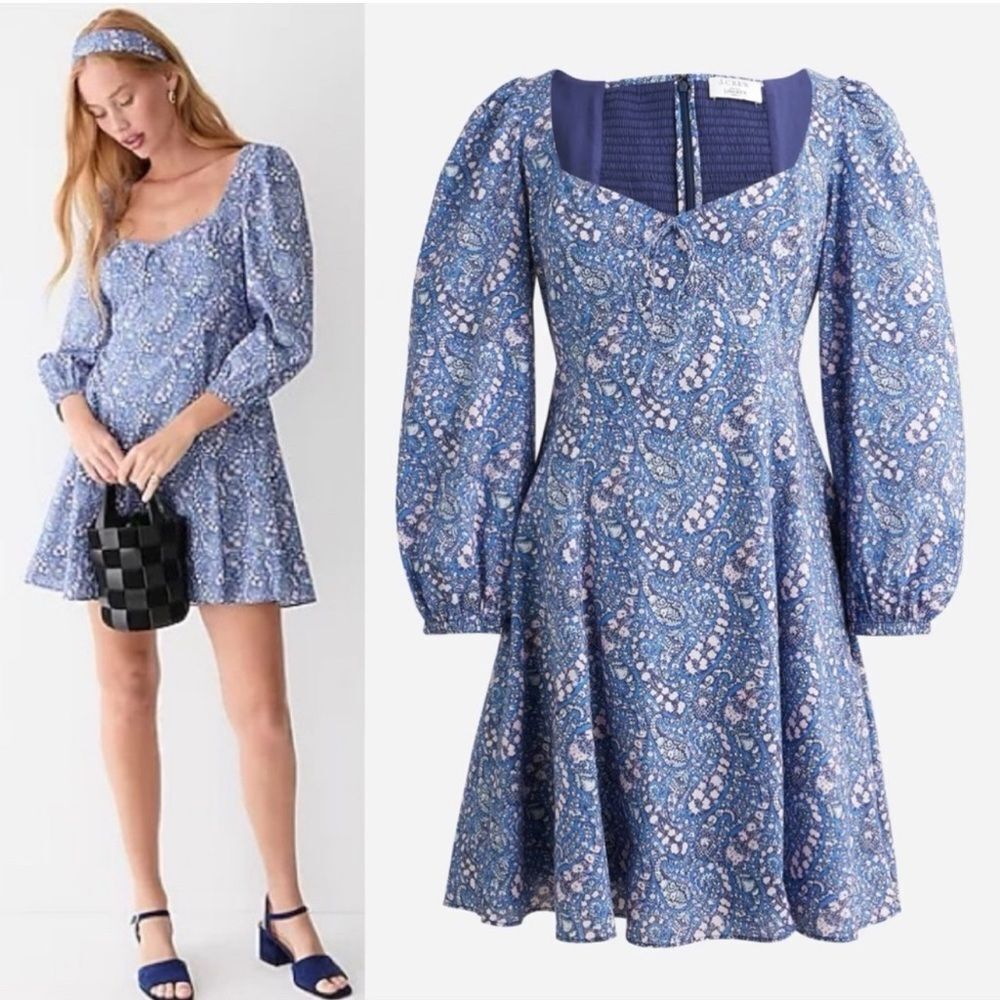 J. crew Liberty London Sweetheart long-sleeve mini dress Liberty Bourton bloom